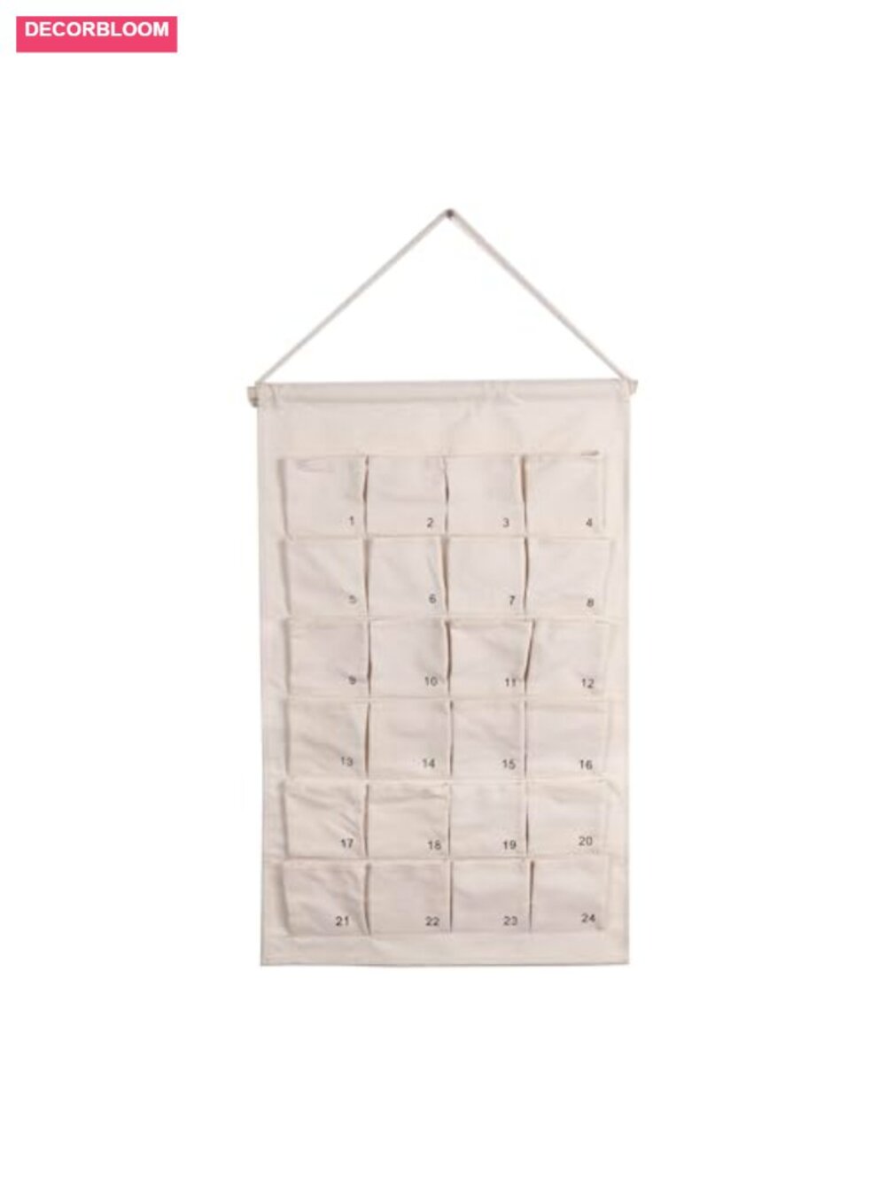 24 Pocket Fabric Advent Calendar Wall Hanging Fillable Christmas